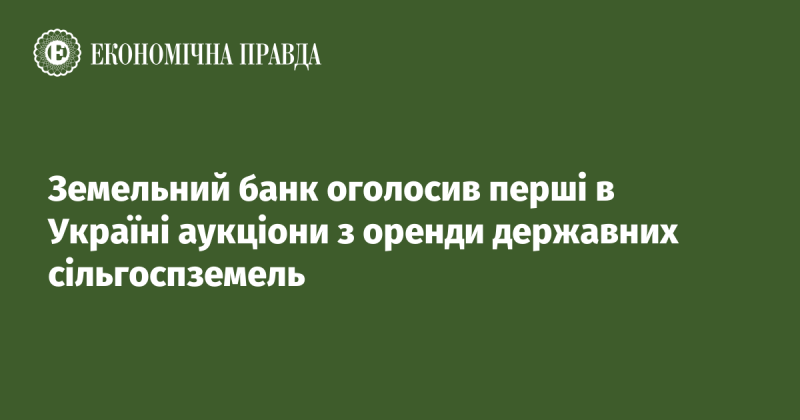 Земельний банк вперше в Україні анонсував аукціони з оренди державних сільськогосподарських земель.