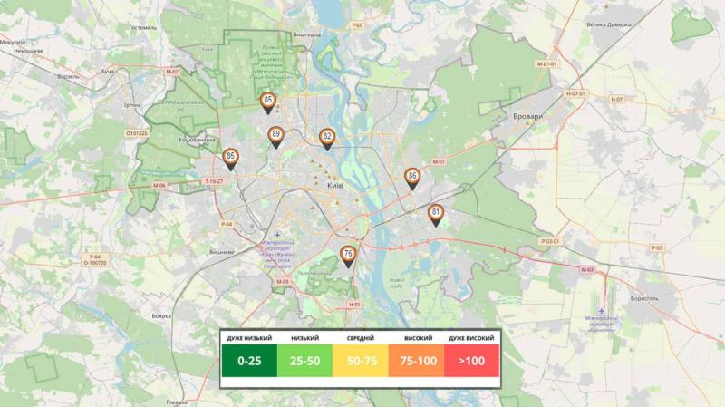 У Києві знову зафіксовано погіршення якості повітря, спричинене підвищеним рівнем пилу.