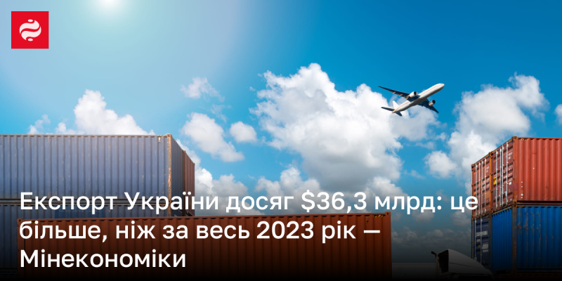 Експорт України склав $36,3 мільярда, що перевищує загальний показник за весь 2023 рік, повідомляє Міністерство економіки.